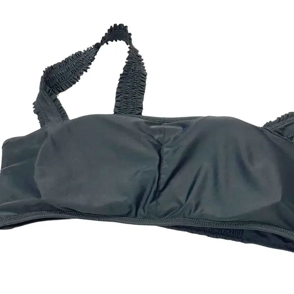 Vineyard Vines Smocked Bikini Top - Jet Black - XL
